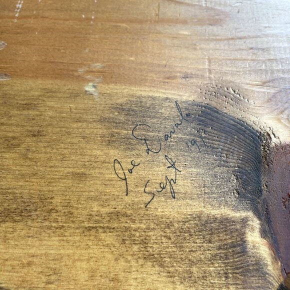 Vintage Huge Peace On Earth Carved Wood Folk Art Signed Earth Day u - Picture 6 of 6